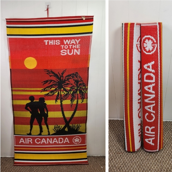 Vintage Air Canada Tropical 1970s 1980s Vinyl Wall Decor Beach Lounger Blanket - Picture 1 of 7